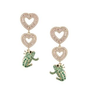 18K Goldplated & Cubic Zirconia Frog Drop Earrings - NWT